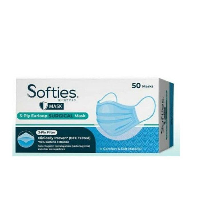 SOFTIES SURGICAL MASKER 1 KOTAK ISI 50 LEMBAR