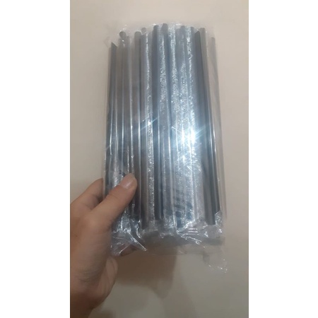 Sedotan steril Hitam 8mm 21cm runcing lancip isi 100pcs