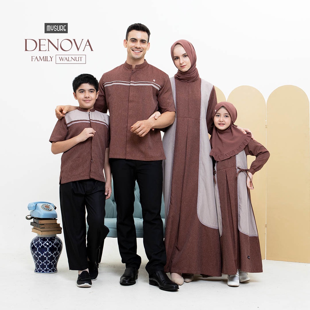 Denova Mysure Gamis Koko Anak Dewasa Walnut Sarimbit