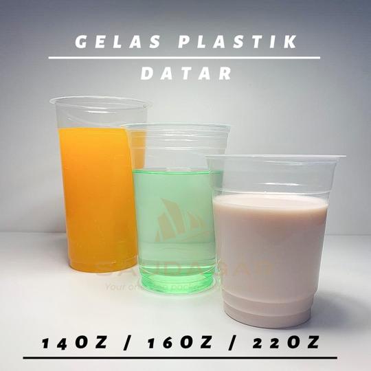Gelas plastik datar 16 oz ( 480 ml ) 7 gram