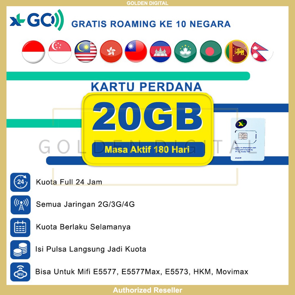 Kartu Perdana Internet XL GO izi 20gb Full 24 jam 3G/4G