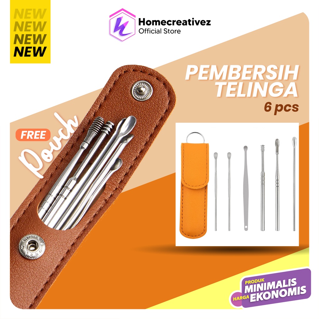 HC Set Pembersih Telinga Korek Kuping Ear Wax Picker 6 IN 1 Stainless Steel