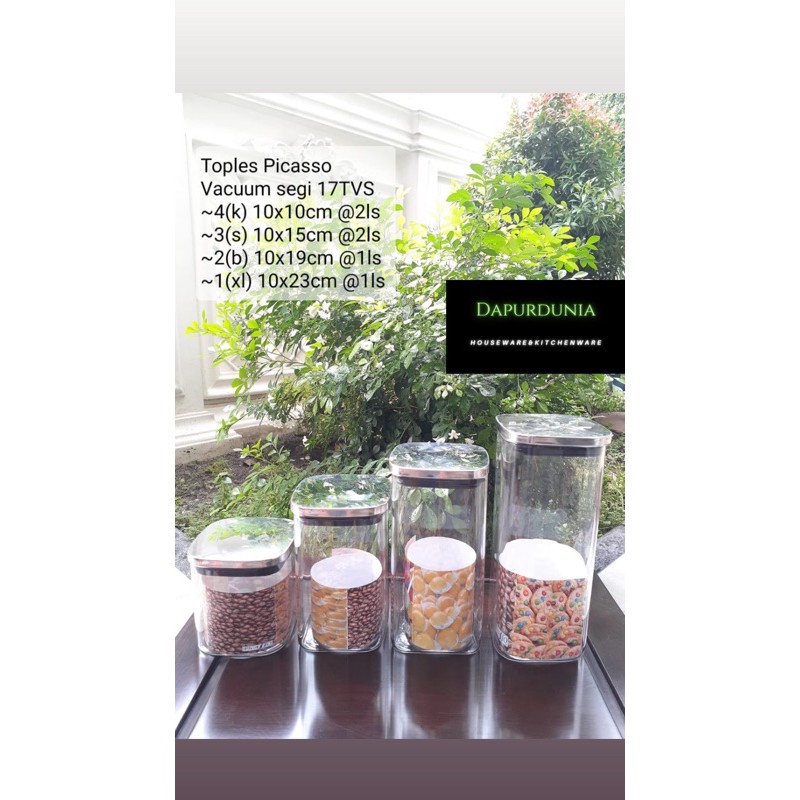Toples kaca picasso tutup vacuum stainless ( sedang / kecil )