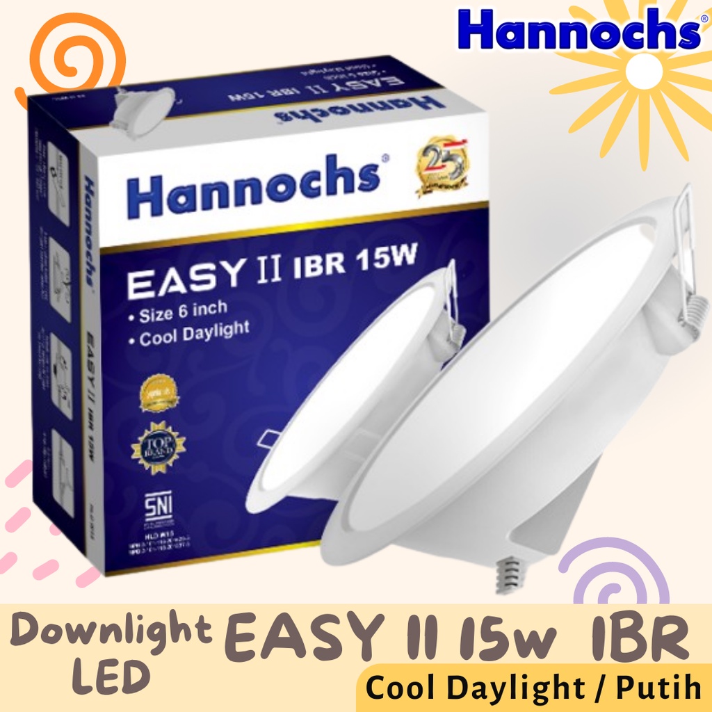 Lampu Downlight LED Hannochs 15W LED Panel EASY II IBR Putih Bulat