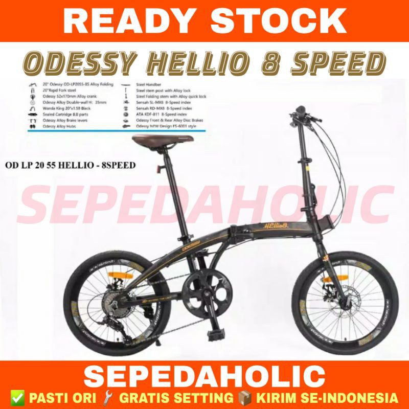 Sepeda Lipat 20 Inch ODESSY HELLIO 8 SPEED Rem Cakram ORIGINAL