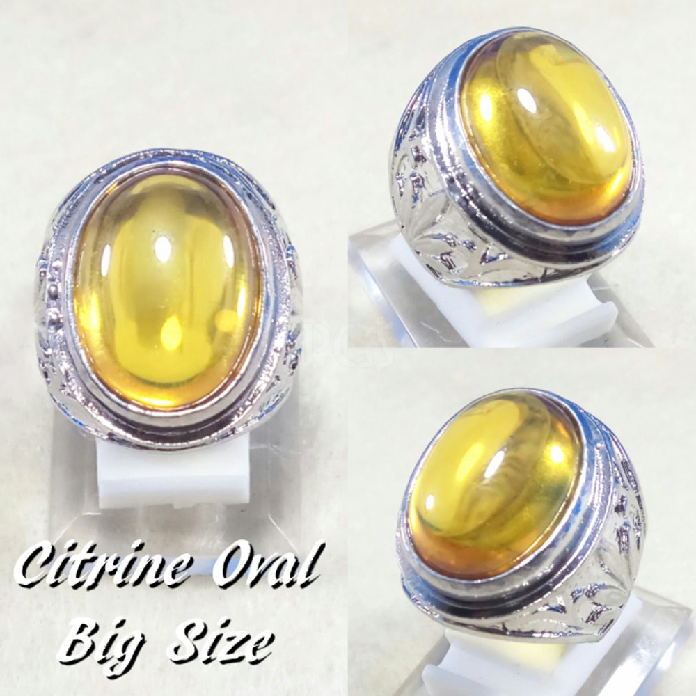 CINCIN BATU AKIK PERMATA YELLOW CITRINE BIG SIZE MEWAH DAN TERMURAH