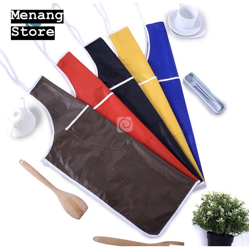 Apron Polos / Celemek Masak Warna Polos Waterproof CELEMEK Dapur MAKANAN BAHAN 100% Nylon Parasit