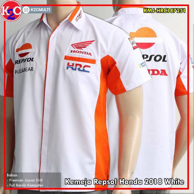 Jual Baju Kemeja Seragam Motogp Repsol Honda Crew White Shopee Indonesia