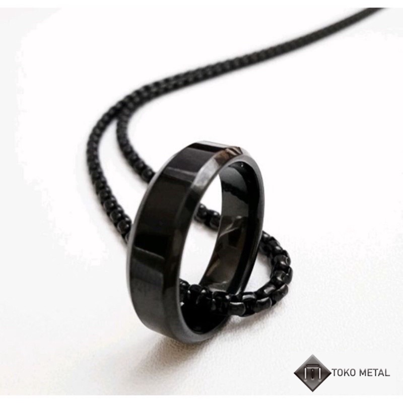 Kalung 100% Titanium Rollo + Cincin Pria Dan wanita [ Toko Metal ]