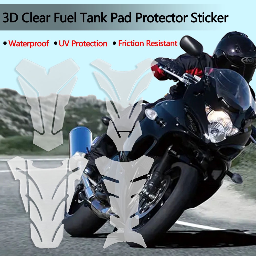 3D Bening Tangki Bahan Bakar Pad Pelindung Stiker Universal Tangki Bahan Bakar Melindungi Stiker Aksesoris Motor untuk Yamaha Honda Kawasaki Harley Suzuki