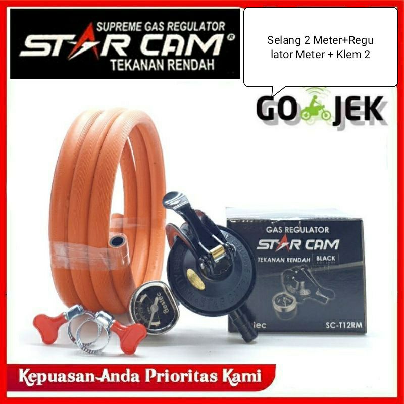 REGULATOR KOMPOR GAS STARCAM SC-T12RMETER+SELANG 2 LAPIS+KLEAM 2 BIJI