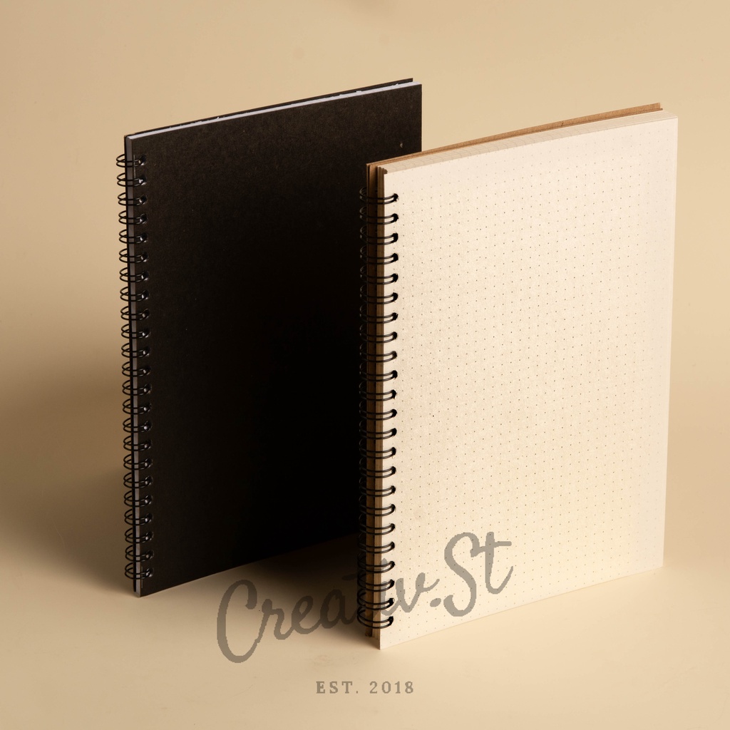 

[TULIS.ID] Basic Bookpaper Charcoal Black Spiral Notebook A5 90 Gsm Blank Grid Dotted Ruled
