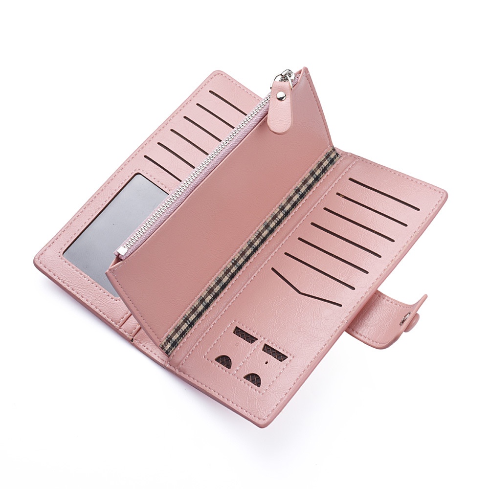 DOMPET PANJANG WANITA KULIT PREMIUM DEABOLAR PINK SANESA WA428P3 IMPORT KOREA SLOT KARTU UANG KOIN RESLETING BESAR SIMPLE FASHION CEWEK MURAH REMAJA KEKINIAN BATAM