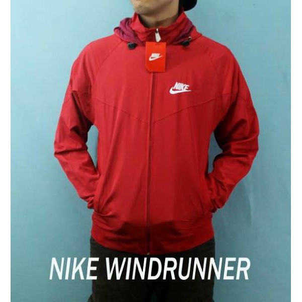 [Promo Sale] COD/Jaket Parasut Nike Windrunner Polos Hitam M-XXL-Merah Cabe