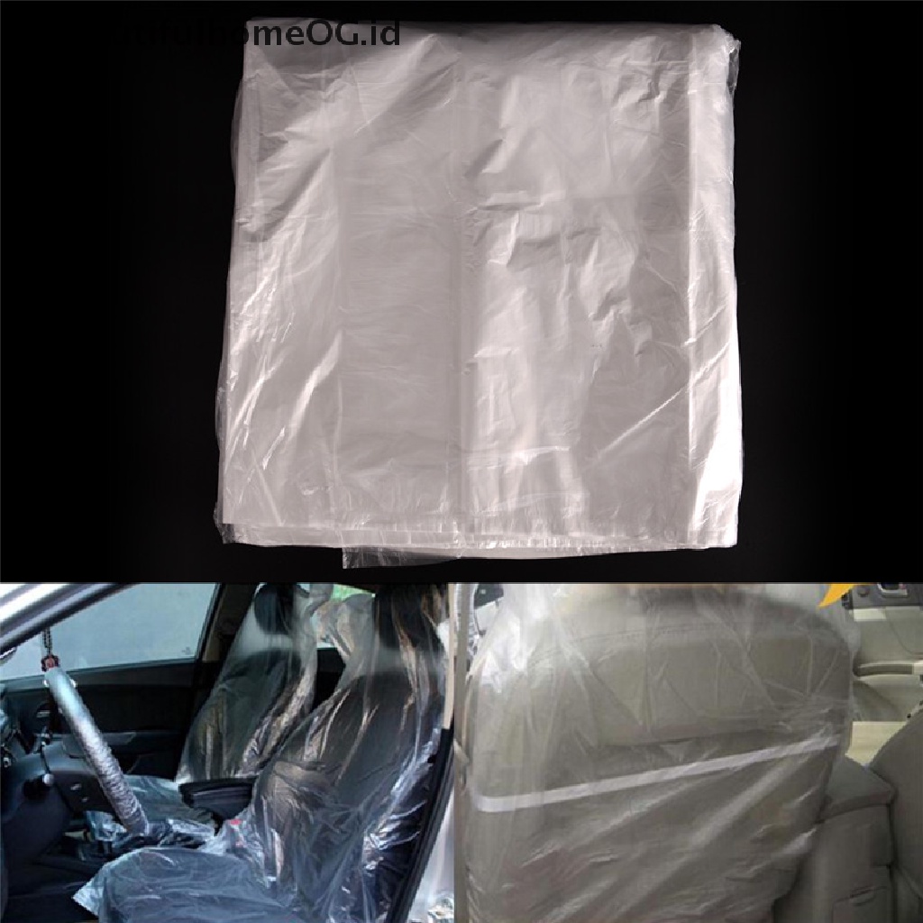 10pcs Cover Pelindung Kursi Mobil Bahan Plastik Sekali Pakai