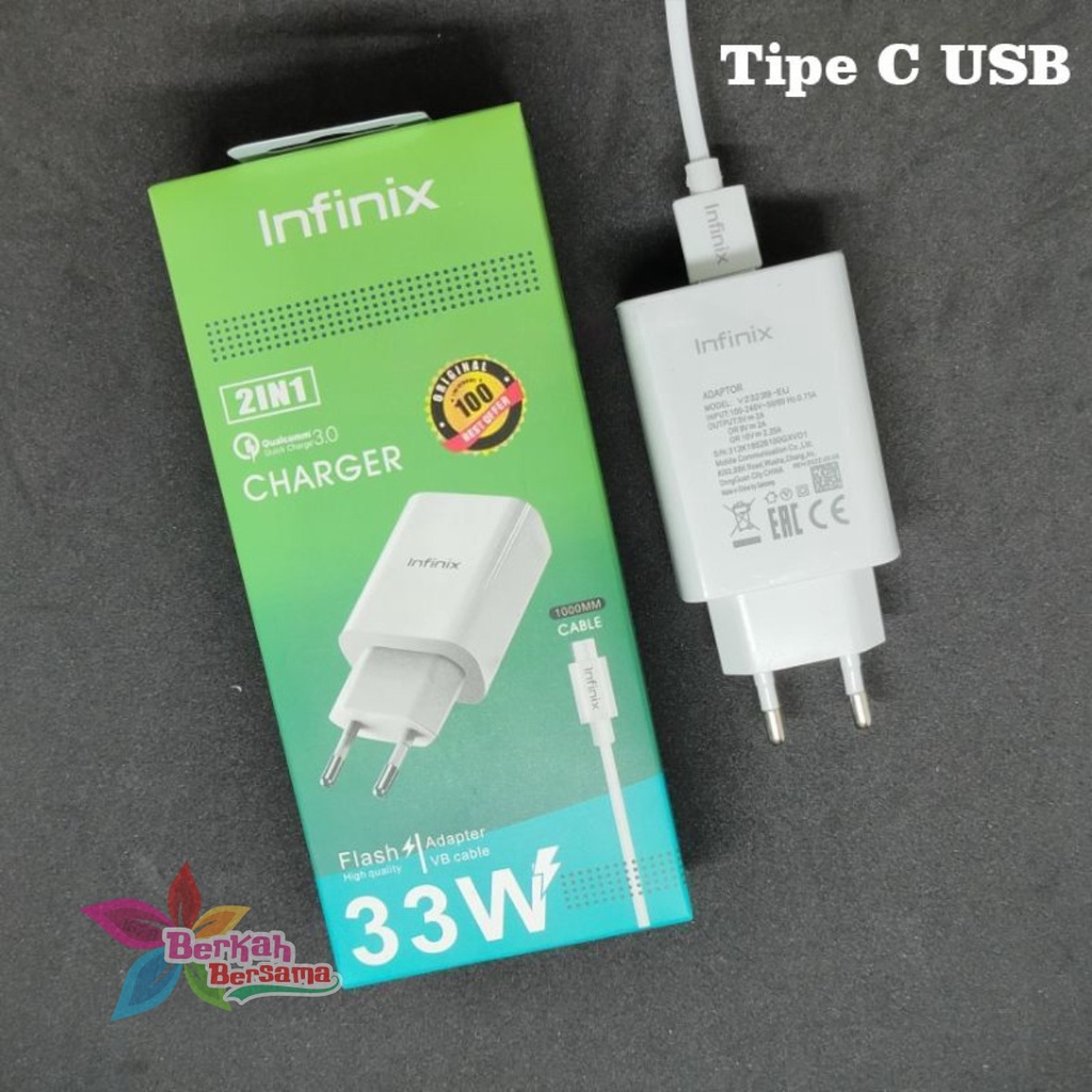 Charger Cashan Infinix Fast Charging 3A 33W ORIGINAL tipe c USB BB7030