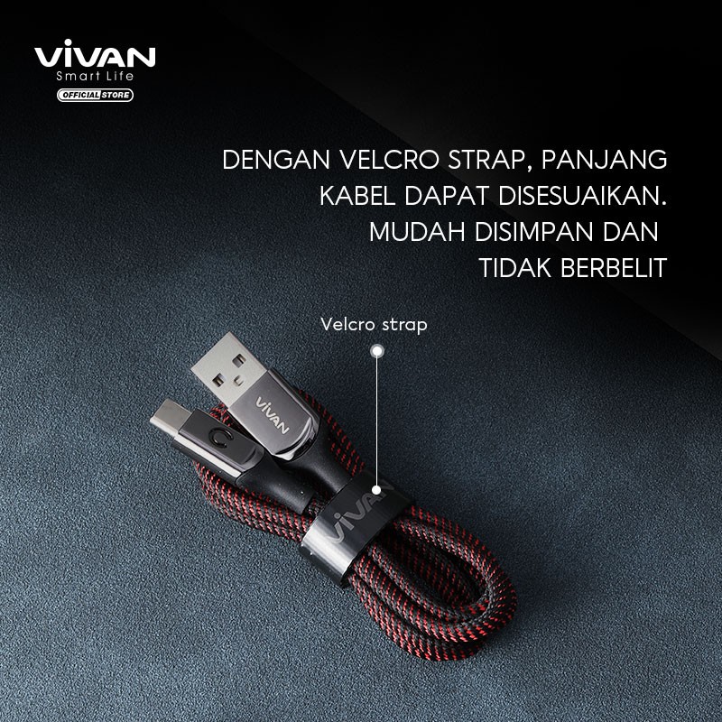 VIVAN Kabel Data Type-C Automatic Power-Off QC3.0 100CM Garansi Resmi 1 Tahun VZC100 ORIGINAL