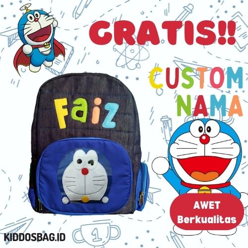 TAS KARAKTER ANAK SEKOLAH PAUD TK SD BOCIL PEREMPUAN LAKI-LAKI TAS CEWEK COWOK CUSTOM NAMA DAN WARNA