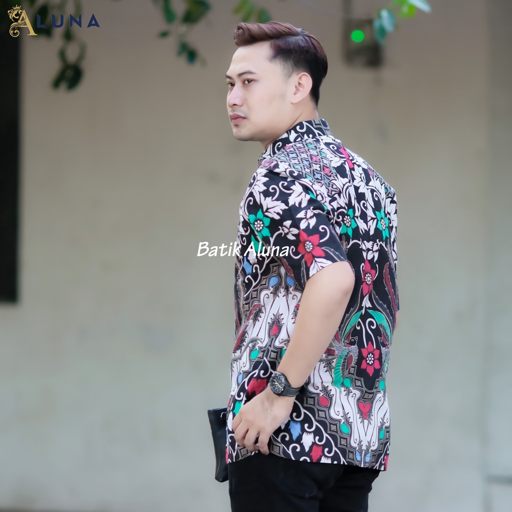 BAJU BATIK COWOK LENGAN PENDEK TERBARU KEMEJA BATIK PRIA KEKINIAN KEREN ASLI BATIK ALUNA PD 017