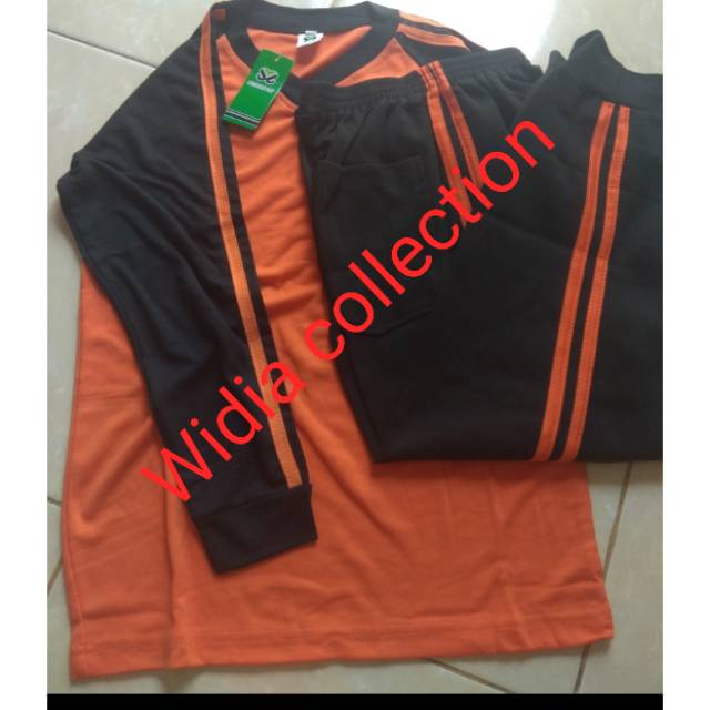 Baju Setelan olahraga panjang SD (orange hitam)