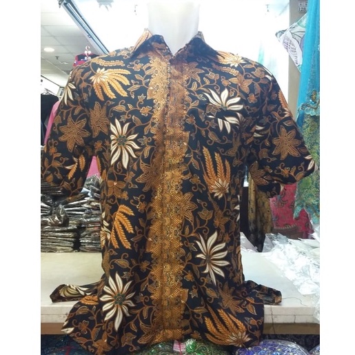 KEMEJA BATIK PRIA / KEMEJA MOTIF BATIK LENGAN PANJANG DAN LENGAN PENDEK MOTIF PISANG GOLD