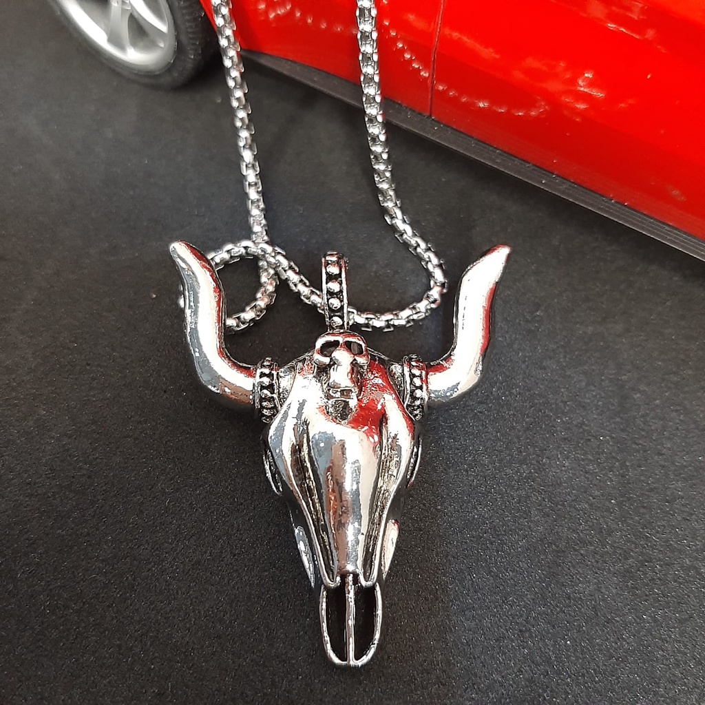 Kalung Liontin Kepala Banteng Stainless Aloy Bull Tribal Animal Style