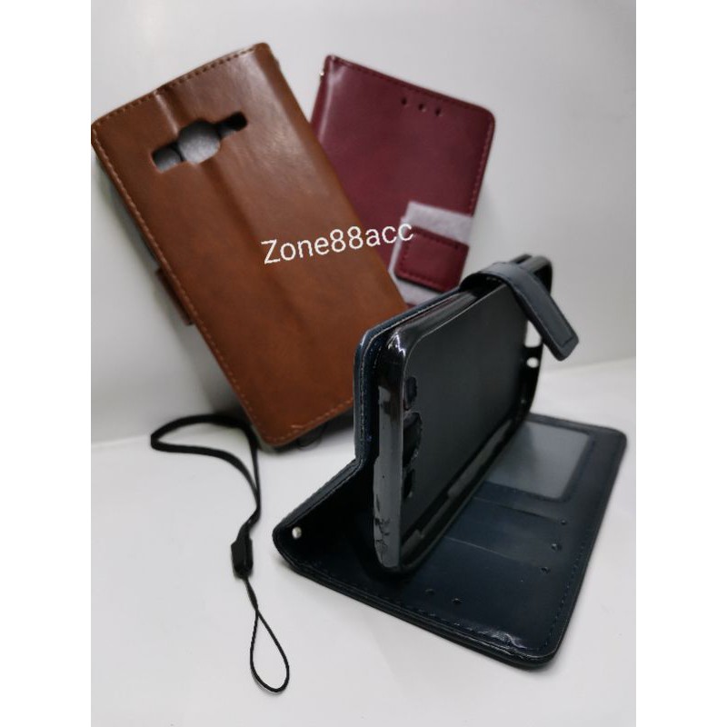 Samsung J5 2015 Leather Case Flip Cover Casing Sarung Dompet Wallet Kulit Soft