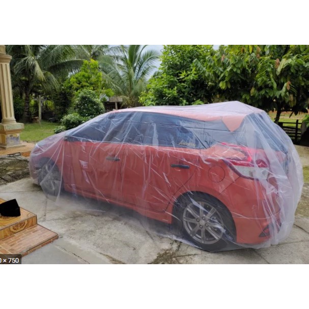 TOPCAR Cover Mobil Transparan Yaris Lele All New Plastik Tebal Plastik Waterproof Outdoor Indoor Part Mobil Aksesoris Exterior Selimut Pelindung Anti Air Debu Kotoran Hewan Teras Gudang Rumah