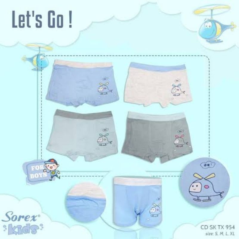 Sorex  3 pc celana dalam boxer anak laki boy 3 4 5 6 tahun