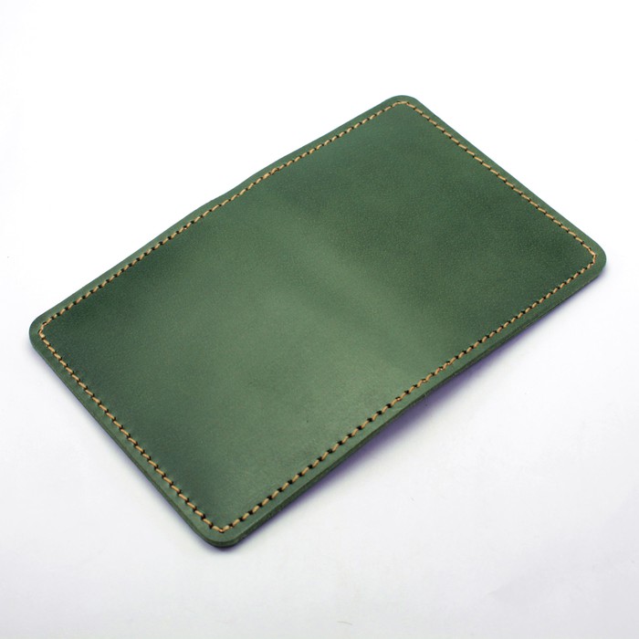 dompet kartu kulit asli model lipat 8 slot kartu - hijau - PHWL484