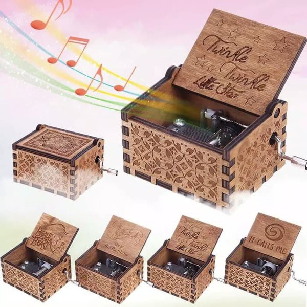 Projector Happy Birthday Mini Proyektor Mini Ulang Tahun Party Lamp Cute Birthday Gift ANPRO Kotak Musik Box Kayu Antik Wooden Vintage Music Box Engraving Elegan Kotak Music Musik Natal Merry Christmas Hadiah Kado Natal