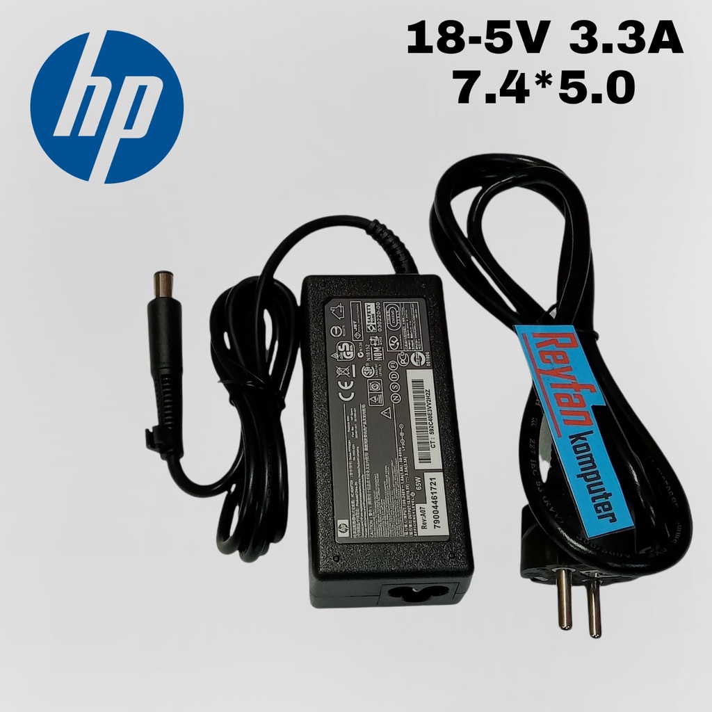 Original Adaptor Charger Laptop HP pavilion G4 G6 G7 G50 DV6 DV7 18.5v 3.5A (7.4*5.0)