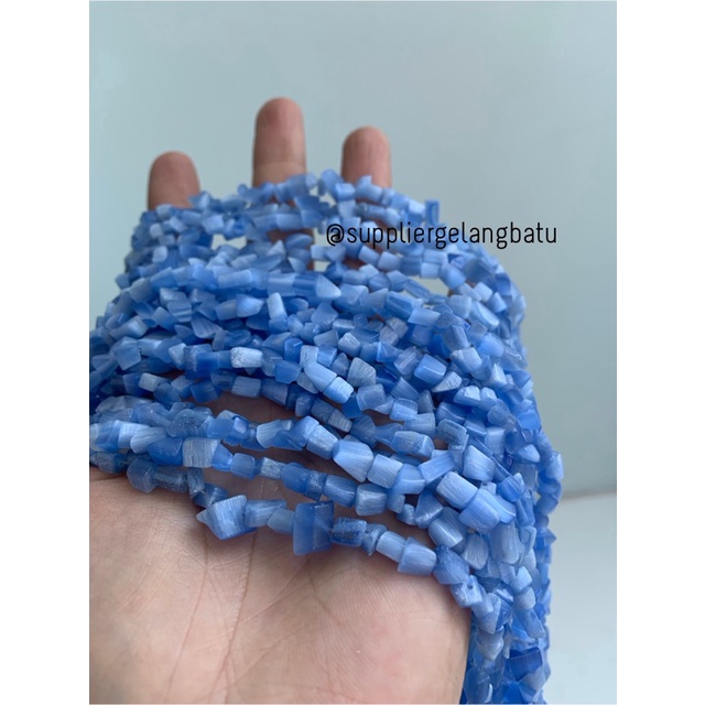 kerikil batu cat eye BIRU LAUT 1cm akik alam mata kucing soft blue bahan kalung gelang anting strap mask kerajinan tangan craft citayam fashion week etink vintage elegan bali manik crystal