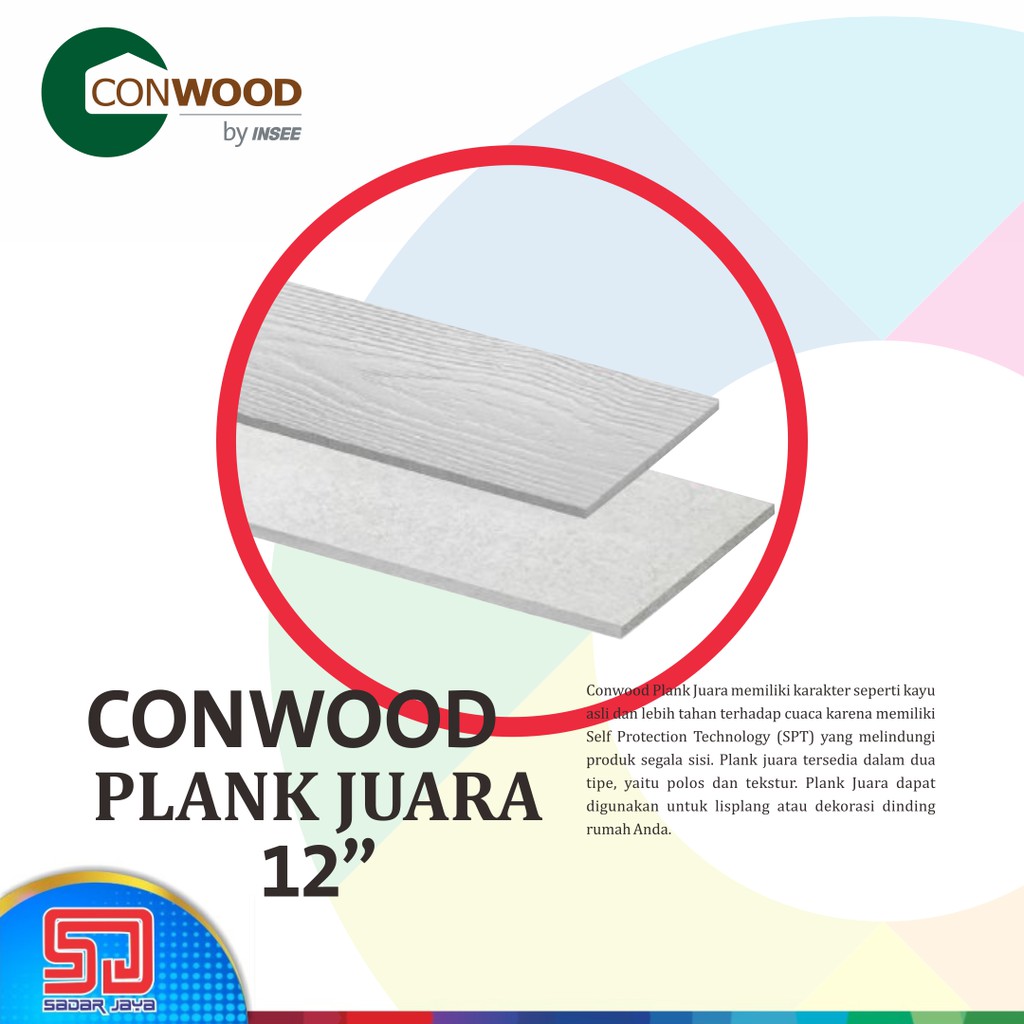 Conwood Plank Juara 12&quot; Lisplang 30cm x 3meter x 8mm Fiber Cement GRC