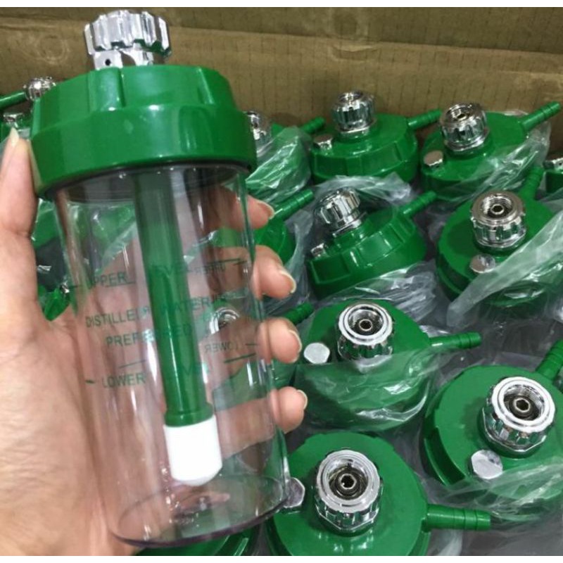 Tabung Humidifier Regulator Oksigen Tutup Stainless / Botol Humidifer