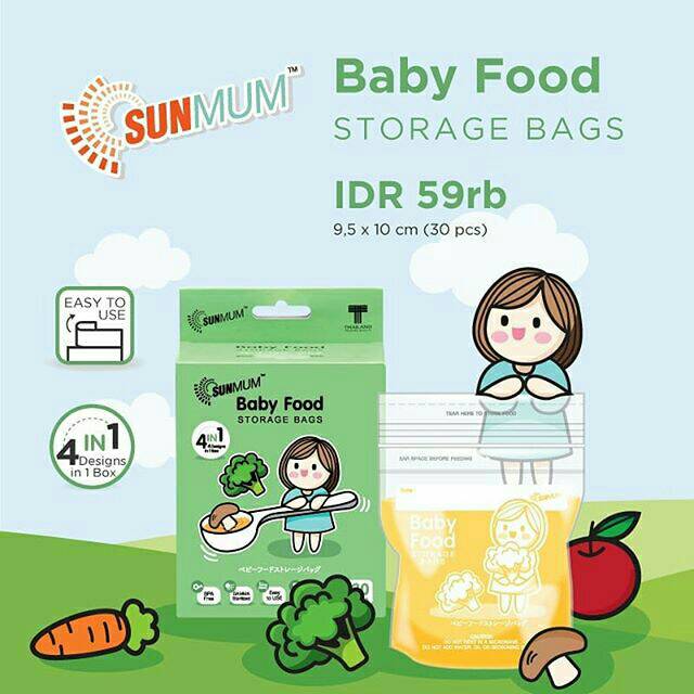 Sunmum Food Storage Bags Kantong MPASI Bayi (30 Bag)