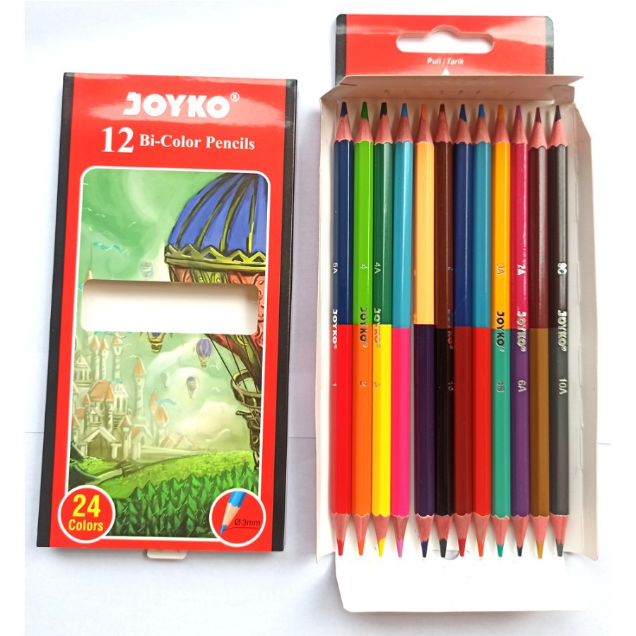 

Pensil Warna JOYKO 12 warna bicolor - 12 dengan 2 sisi bolak balik