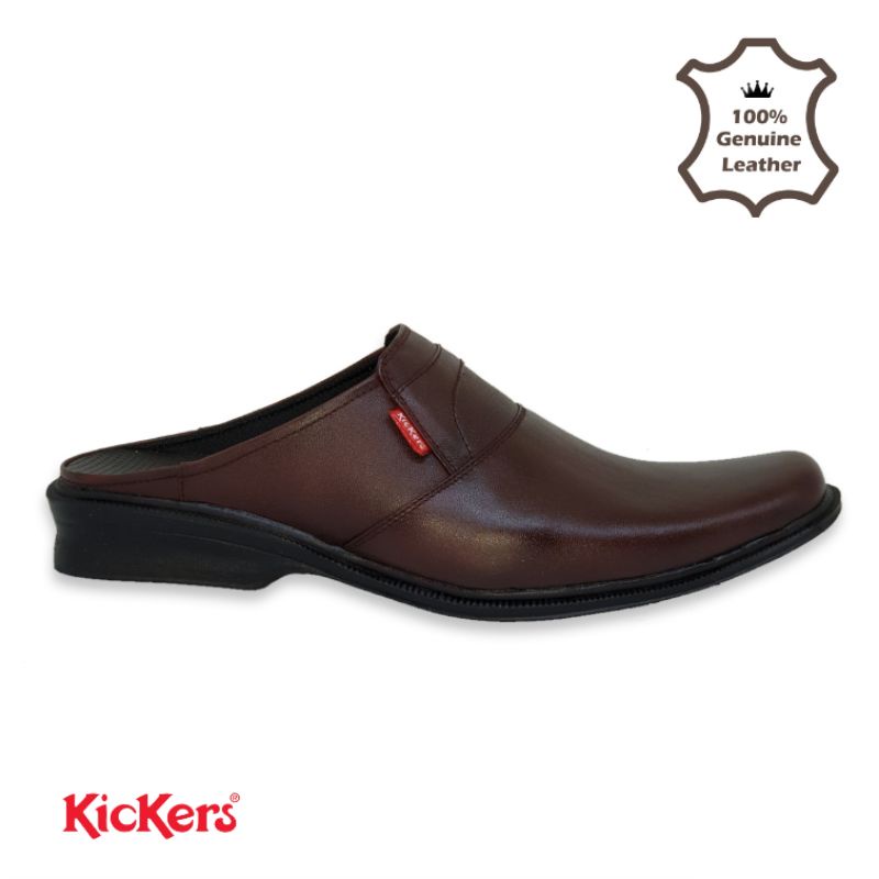 100% KULIT SAPI ASLI Sepatu Pantofel Slop Kickers Bustong Sepatu Sandal Selop Formal Santai Pria