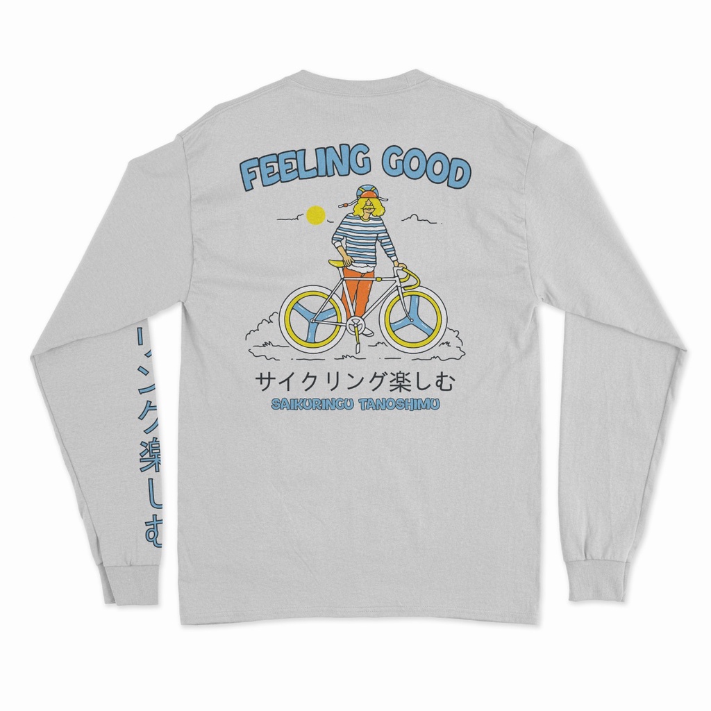 Feeling Good Longsleeve "Saikuringu Tanoshimu" / Light Grey