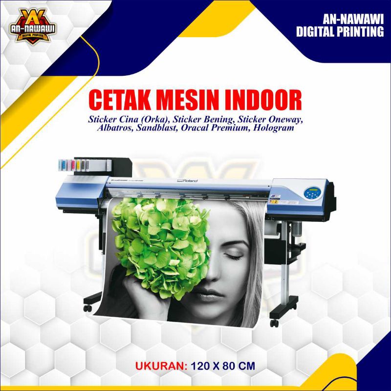 

Cetak Indoor. Cetak Sticker Meteran Vinyl Susu (Orka) / Sticker Bening / Sticker Oneway / Albatros