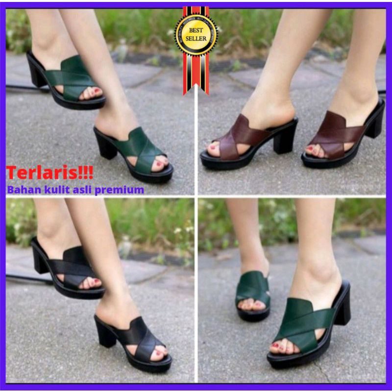 Heels tumit kulit ASLI original (T-005)