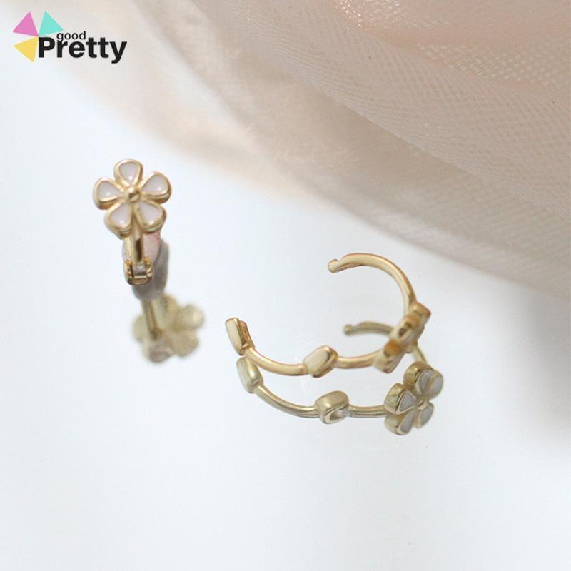 S925 Silver Retro Daisy Earrings Anting Hoop Sederhana Desain Niche Gesper Telinga - PD