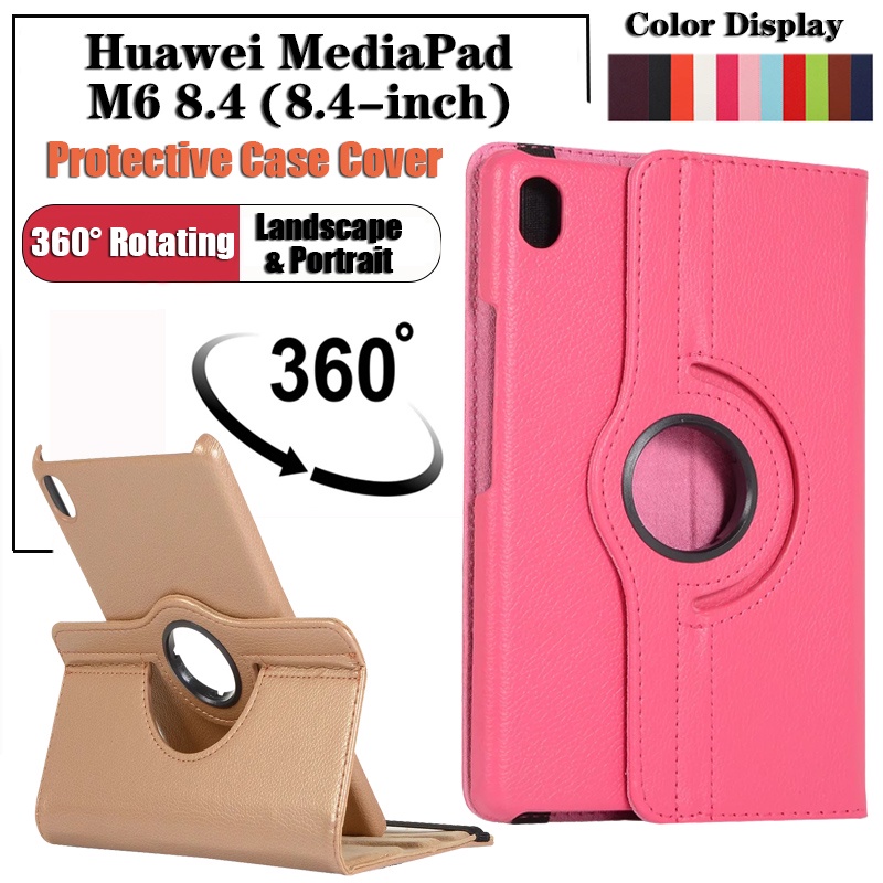 Casing Pelindung Tablet Untuk Huawei MediaPad M6 8.4 (2019) Cover 8.4-inch Fashion360° Casing Kulit Flip Stand Putar