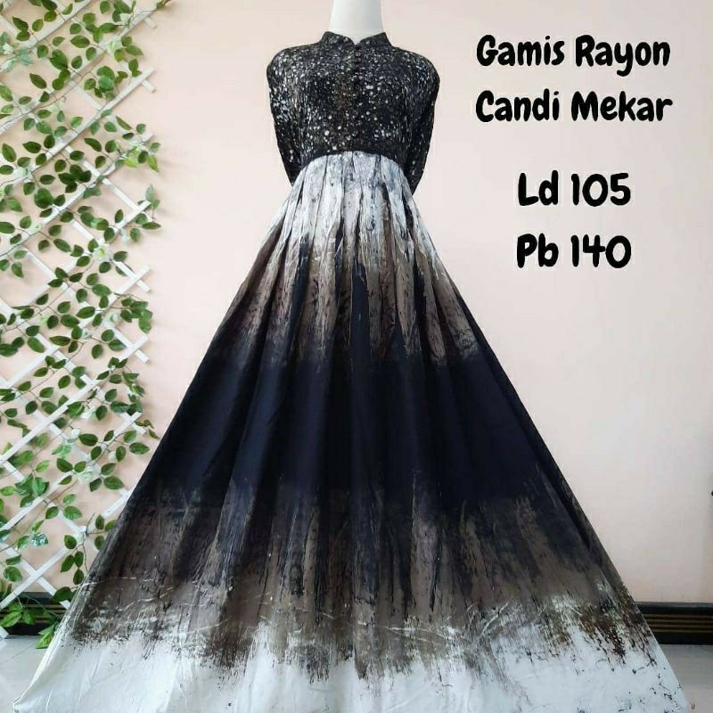 Gamis Twill Rayon Candimekar Premium Size L (ld 105) / Homedress Busui Batik Malaman