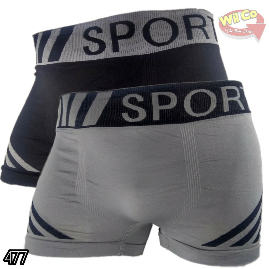 K477 Celana  Dalam  Boxer Pria Rajut  Body Fit Free 