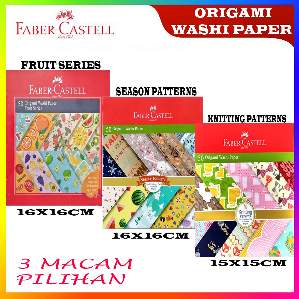 

Kertas Origami Faber Castell Washi Paper 15X15CM Knitting Patterns / Faber Castell Origami Washi Paper 16X16CM Fruit Series / Faber Castell Origami Washi Paper 16X16CM Season Patterns