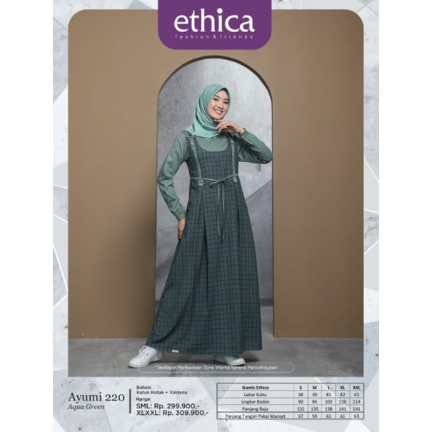 Gamis Dewasa Ethica Ayumi 220 Aqua Green