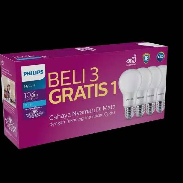 PHILIPS Lampu led Bulb MYCARE 10 Watt 10 W Paket 10Wat 10W Packs 4 pc 1 paket isi 4 pieces