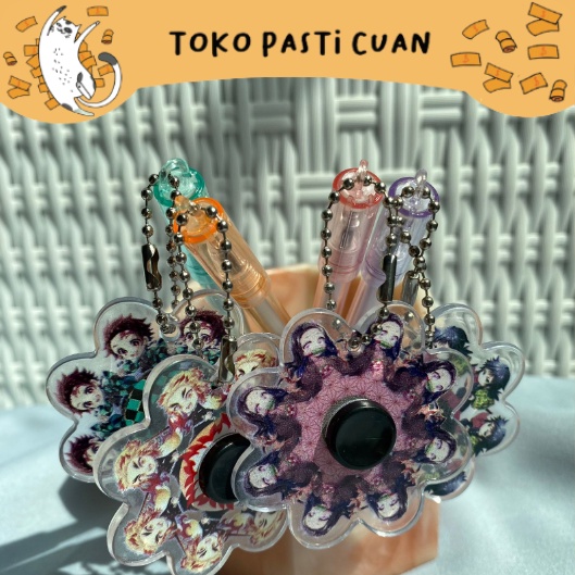 pulpen pen gel gantungan spinner demon slayer pena lucu tinta hitam bisa COD pen imut keren pulpen unik atk kebutuhan anak sekolah termurah import