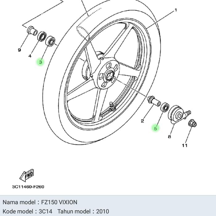 (100% Original ) BEARING RODA DEPAN VIXION OLD (6201-6301) (1 SET) BARU bagus bos
